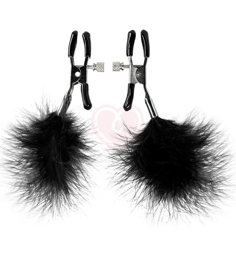 Зажимы для сосков с чёрными перьями ToyFa Theatre фото 1