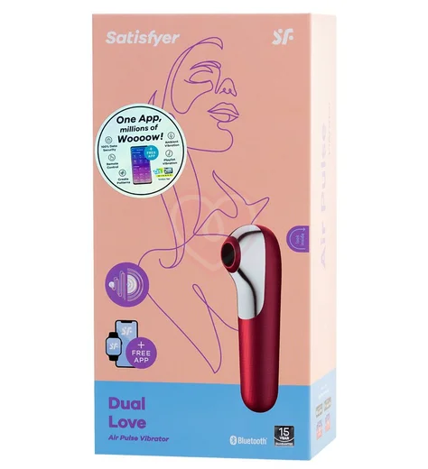 Вакуумный стимулятор с вибрацией и приложением Satisfyer Dual Love красный фото 2