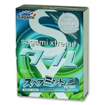 Презервативы ультратонкие Sagami Xtreme Mint со вкусом мяты 3 шт