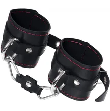 Однослойные наручники с красной строчкой Pecado BDSM черные