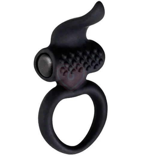 Эрекционное кольцо с вибрацией и клиторальной стимуляцией Adrien lastic Lingus чёрное фото 1