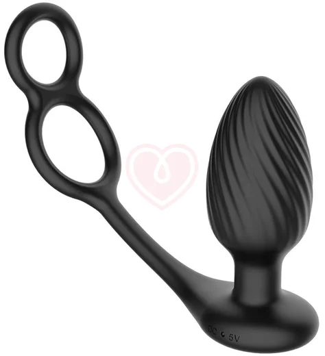 Анальная вибропробка с эрекционными кольцами Nexus Tornado Cock Ball Rings чёрная фото 1