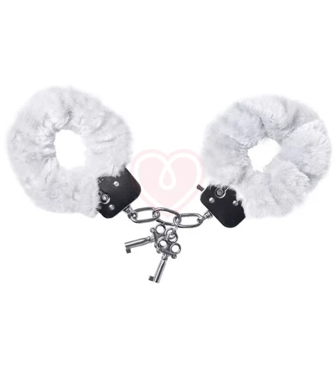 Наручники с мехом ToyFa Theatre Fur белые фото 1