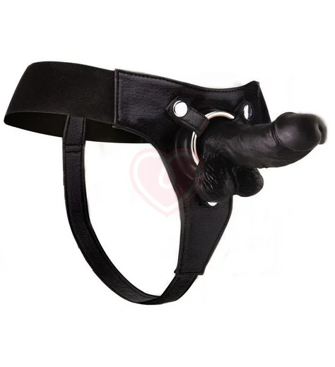 Страпон с реалистичной насадкой Ouch! Realistic Strap-On 15 см чёрный фото 1