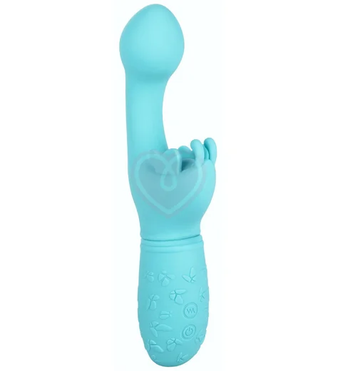Вибратор с клиторальным стимулятором-бабочкой Butterfly Kiss голубой фото 1