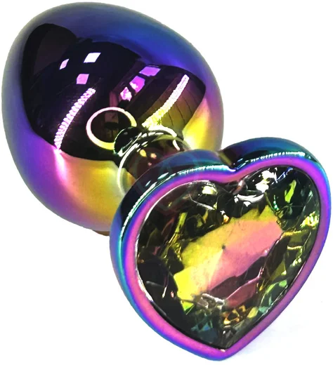 Анальная пробка с кристаллом сердечко Kanikule Large неохром фото 1