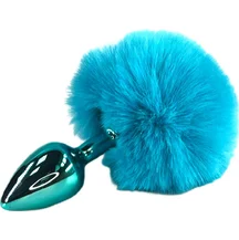 Анальная пробка с заячьим хвостиком Kanikule Small голубая