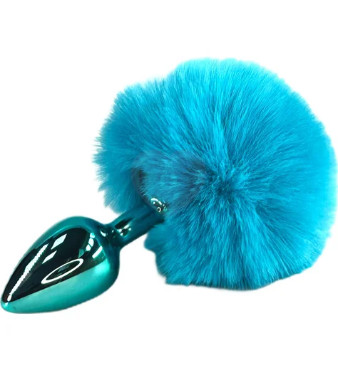 Анальная пробка с заячьим хвостиком Kanikule Small голубая фото 1