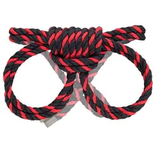 Наручники-оковы из хлопковой веревки Pecado BDSM Узел-омега черно-красные