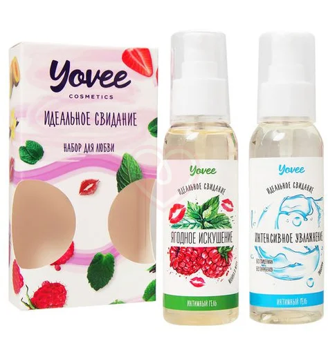 Набор для любви из 2 гелей-смазок Yovee с гиалуроновой кислотой и со вкусом малины и мяты фото 1