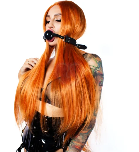 Кляп Scandal с силиконовым шариком и кожаными ремнями чёрный фото 1