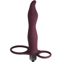 Вибронасадка для двойного проникновения с двумя кольцами Pure Passion Flirtini 16 см бордовая