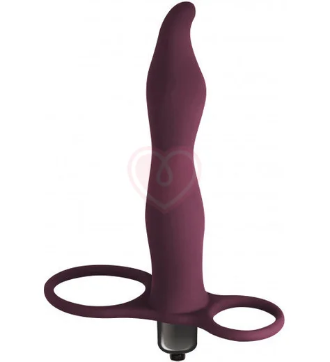 Вибронасадка для двойного проникновения с двумя кольцами Pure Passion Flirtini 16 см бордовая фото 1