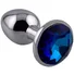 Алюминиевая анальная пробка Kanikule Small с тёмно-голубым кристаллом фото 1