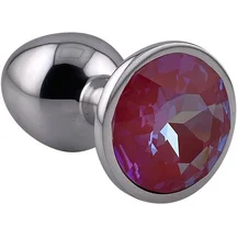 Алюминиевая анальная пробка Kanikule Small с розово-перламутровым кристаллом