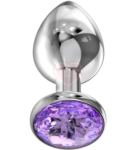 Анальная пробка с фиолетовым кристаллом Diamond Purple Sparkle Xl серебро фото 1