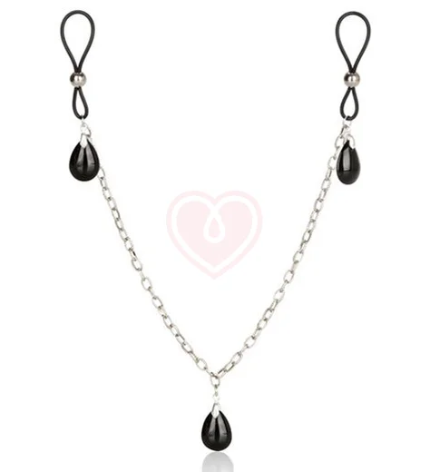 Зажимы на соски с цепочкой и кристаллами Nipple Play Non-Piercing Chain Jewelry Onyx фото 1