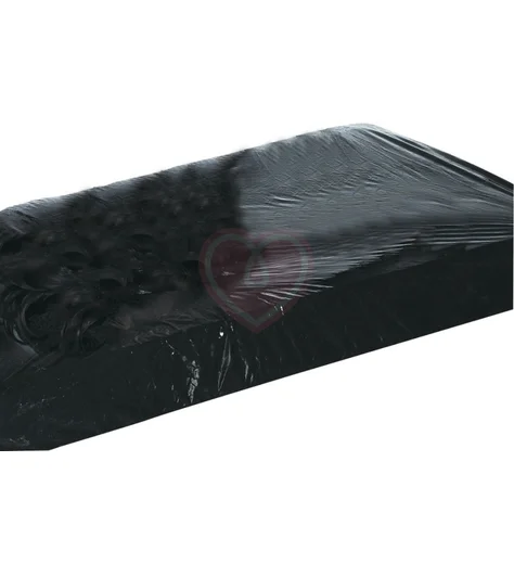 Виниловая простынь на резинке Vinyl Fitted Sheet 220х220 см чёрная фото 1