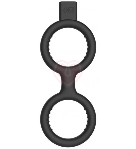 Двойное кольцо с электростимуляцией Shots Cock Ring with Ballstrap фото 1