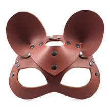 Натуральная кожаная маска мышки с ушками