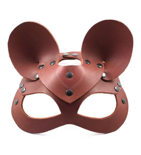 Натуральная кожаная маска мышки с ушками фото 1