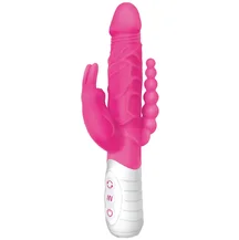 Реалистичный вибратор хай-тек для двойного проникновения Rabbit розовый