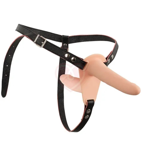 Гладкий двухсторонний страпон с вибрацией на ремешках Vibrating Double Strap-On фото 1