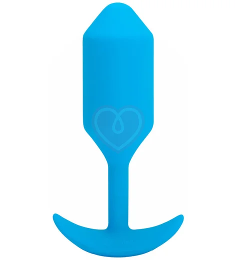 Утяжелённая вибропробка b-Vibe Vibrating Snug Plug 3 средняя голубая фото 1