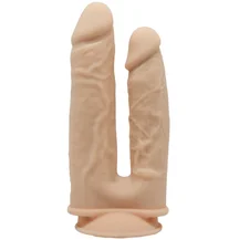 Реалистичный двойной вибратор с пультом на присоске SileXD 19 см телесный