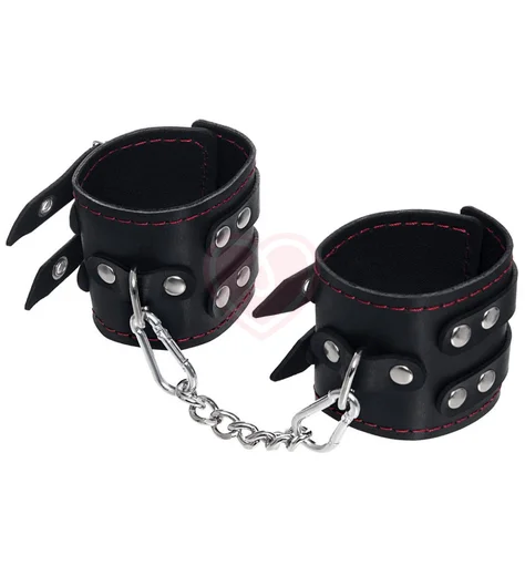 Наручники с двумя ремнями Pecado BDSM черные фото 1