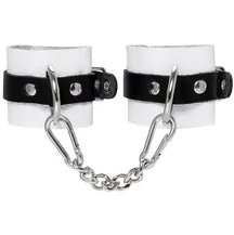 Мягкие наручники с люверсами Pecado BDSM белые с черным