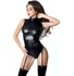 Боди с пажами для чулок Glossy Adriana черное фото 1