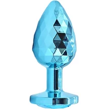 Текстурная алюминиевая анальная пробка Kanikule Medium с кристаллом голубая