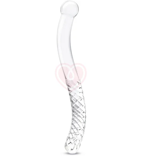 Стеклянный двусторонний фаллоимитатор Glass Pelvic Wand Double Ended прозрачный фото 1