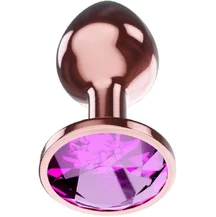 Анальная пробка с розовым кристаллом Diamond Quartz Shine L розовое золото