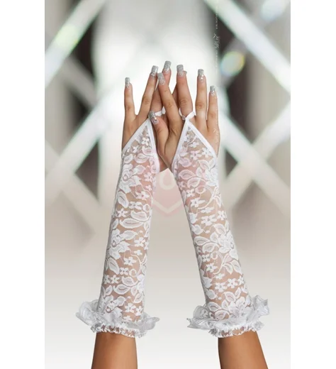 Перчатки длинные кружевные Soft Line Collection белые фото 1