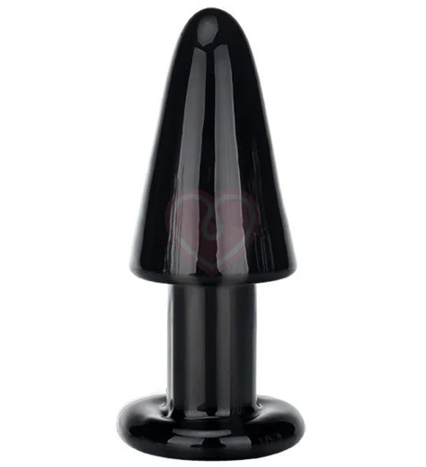 Стеклянная анальная пробка Intruder Black Glass чёрная фото 1