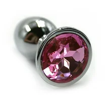 Маленькая алюминиевая анальная пробка Small с розовым стразом