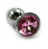 Маленькая алюминиевая анальная пробка Small с розовым стразом фото 1
