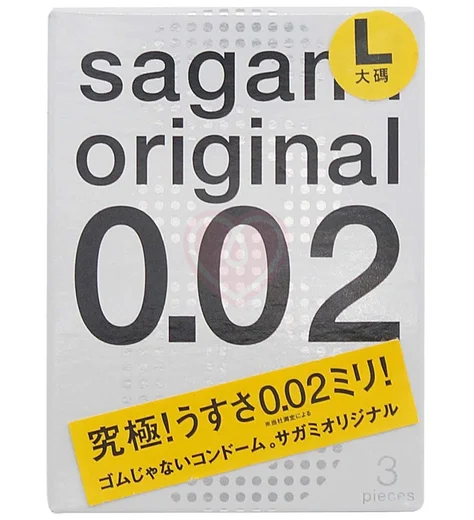 Ультратонкие полиуретановые презервативы Sagami Original 002 размера L 3 шт фото 1