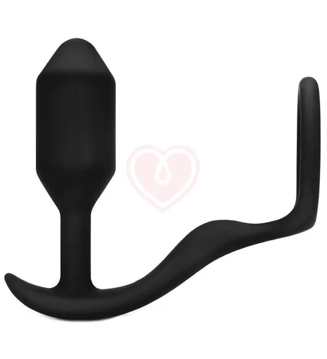 Утяжелённая анальная вибропробка с эрекционным кольцом b-Vibe Snug & Tug фото 1