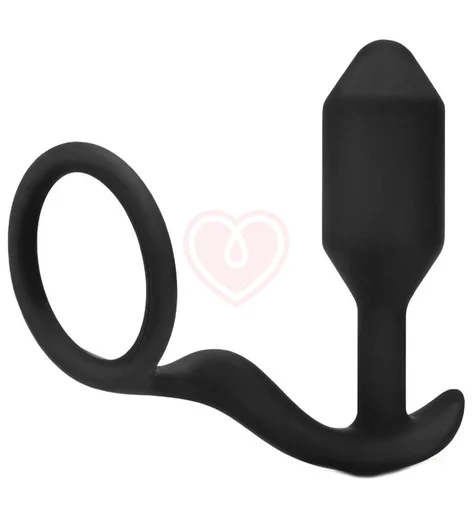 Утяжелённая анальная вибропробка с эрекционным кольцом b-Vibe Snug & Tug фото 2