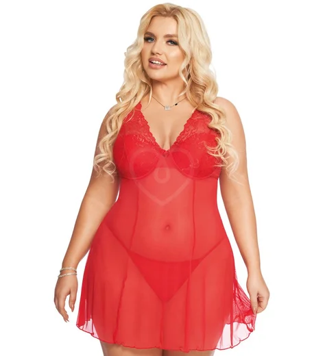 Комбинация с кружевным лифом и стринги SoftLine Berta красные фото 1