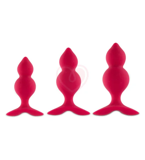 Набор Bibi Twin Butt Plug из 3 анальных пробок розовый фото 1