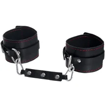 Оковы на ноги с красной строчкой Pecado BDSM черные