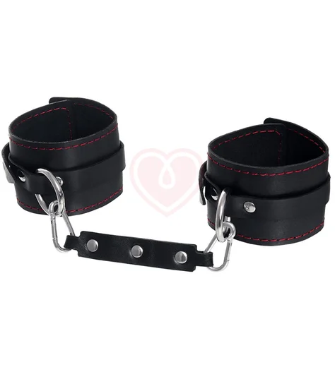 Оковы на ноги с красной строчкой Pecado BDSM черные фото 1