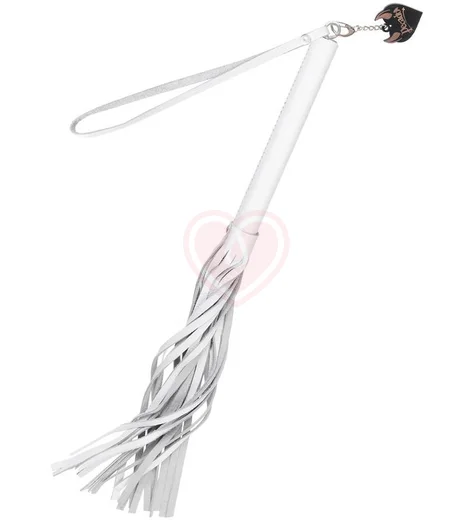 Плетка из натуральной кожи Pecado BDSM 50 см белая фото 1