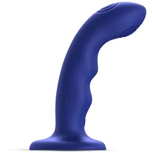 Вибратор с пульсирующей головкой Strap-On-Me Tapping Dildo Wave M синий