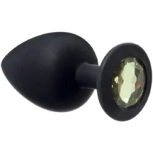 Большая анальная пробка Emotions Cutie Large чёрная с золотым кристаллом