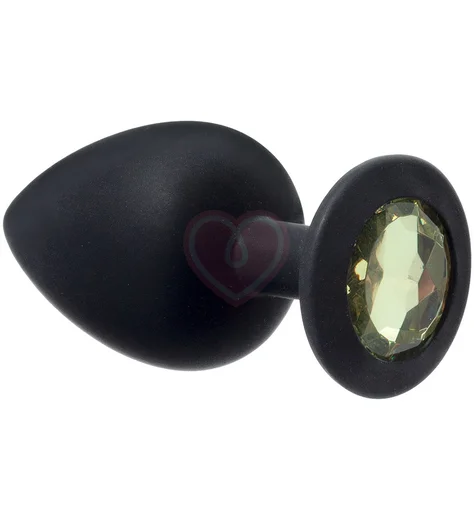 Большая анальная пробка Emotions Cutie Large чёрная с золотым кристаллом фото 1